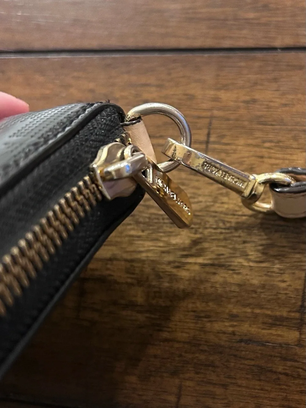 Michael Kors Black Patent Leather Logo Signature Wallet